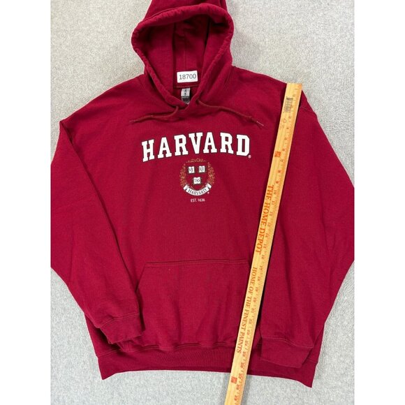 Harvard University‎ Crimson Gildan Campus Hoodie Sweatshirt (Men's XL) Maroon - Picture 6 of 12